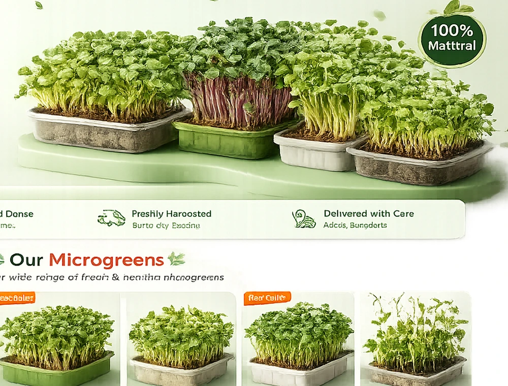 Fresh microgreens growing in a tray